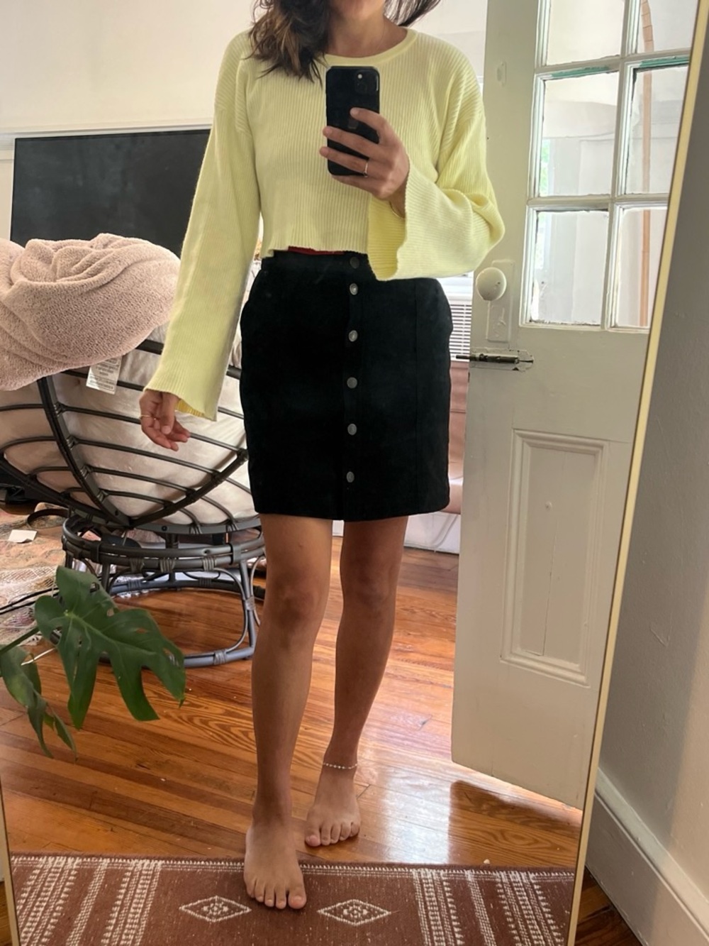 Abercrombie & Fitch Black Button-Front Mini Skirt